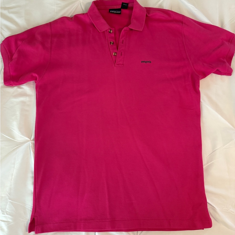 Patagonia Men's Vibrant Pink Polo Shirt EUC